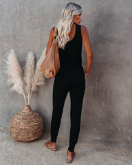 Forward Pocketed Drawstring Jumpsuit - Black Ins Street