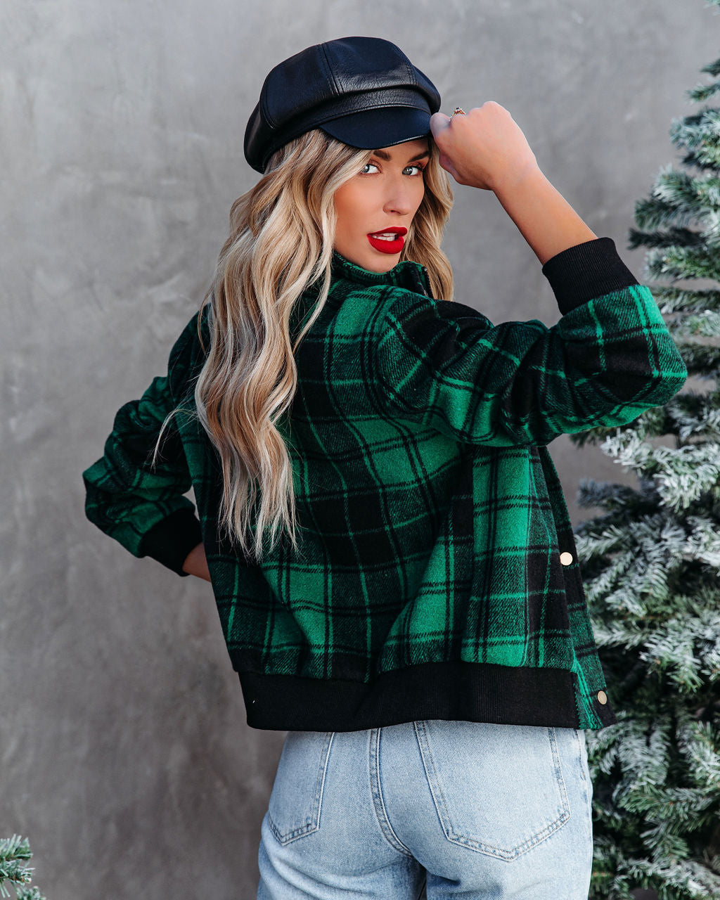 Francene Plaid Bomber Jacket - Green Ins Street