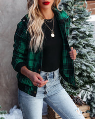 Francene Plaid Bomber Jacket - Green Ins Street