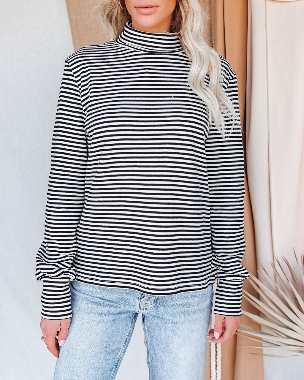 Franklin Cotton Striped Turtleneck Top Ins Street