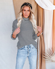 Franklin Cotton Striped Turtleneck Top Ins Street