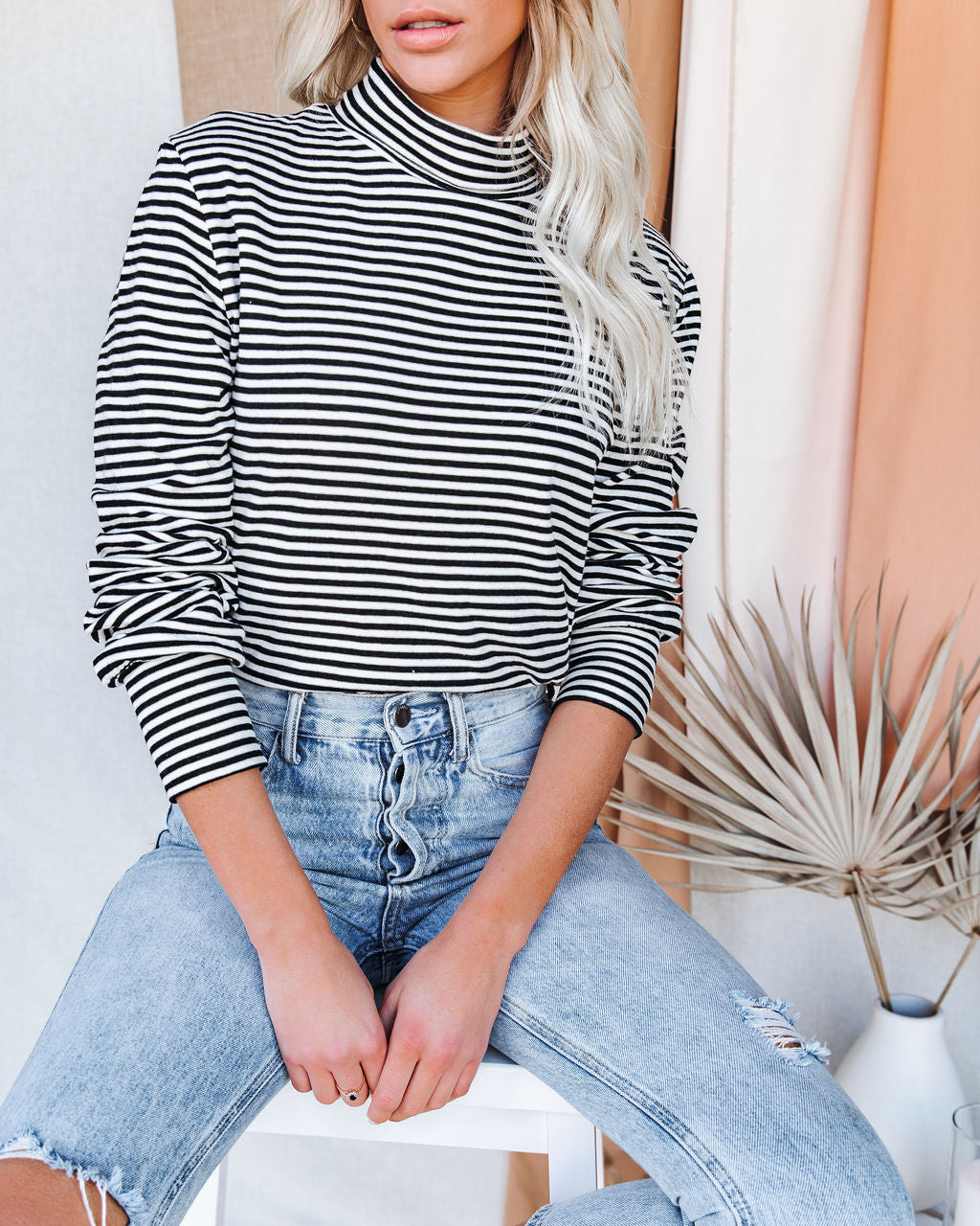 Franklin Cotton Striped Turtleneck Top Ins Street