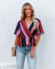 Franny Striped Peplum Wrap Blouse Ins Street