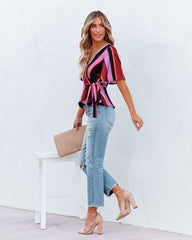 Franny Striped Peplum Wrap Blouse Ins Street