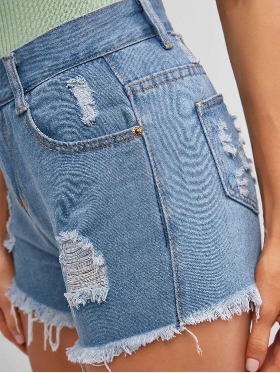 Frayed Hem Ripped Denim Cutoff Shorts Ins Street