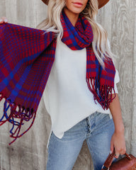 Freya Plaid Fringe Scarf Ins Street