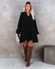 From Autumn To Spring Cotton Babydoll Dress - Black Ins Street