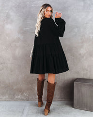 From Autumn To Spring Cotton Babydoll Dress - Black Ins Street