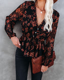 Frosted Cranberry Floral Peplum Blouse Ins Street