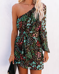 Fun In The Sun Floral One Shoulder Dress Ins Street