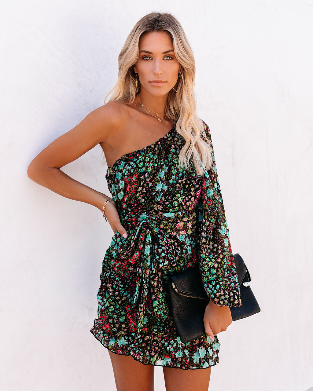 Fun In The Sun Floral One Shoulder Dress Ins Street