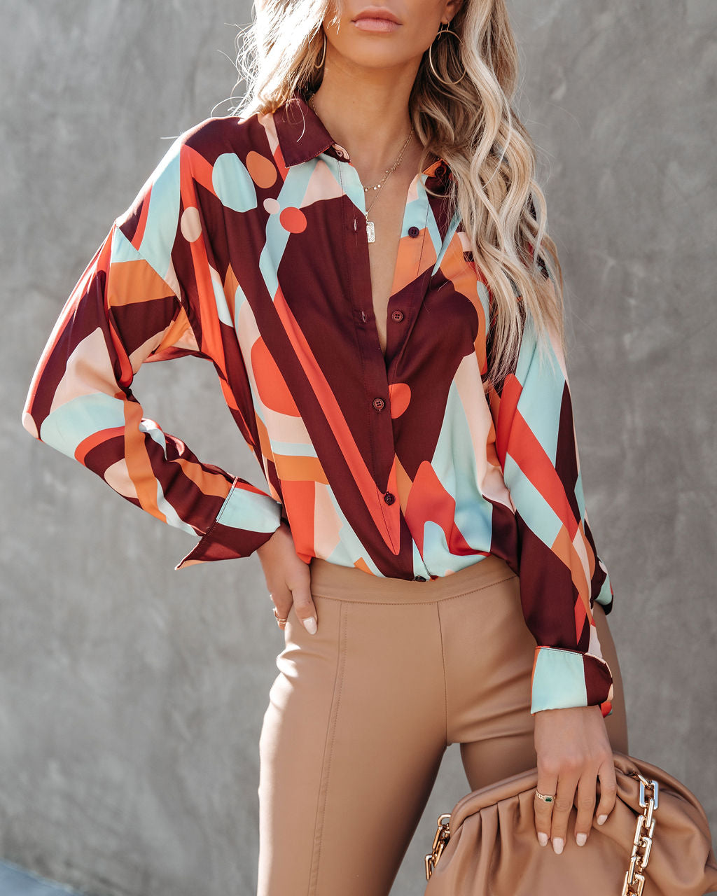 Funky Town Button Down Blouse Ins Street