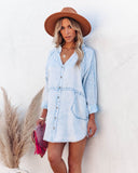 PREORDER - Gabby Cotton Pocketed Chambray Button Down Tunic Ins Street