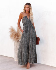 Gael Pocketed Printed Halter Maxi Dress Ins Street