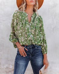 Garden Stroll Button Down Crop Blouse Ins Street