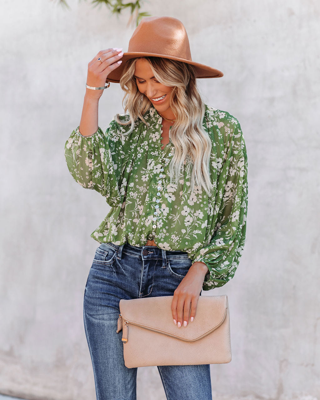 Garden Stroll Button Down Crop Blouse Ins Street