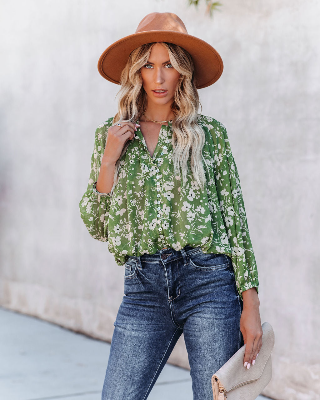 Garden Stroll Button Down Crop Blouse Ins Street