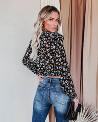 Gavin Floral Swiss Dot Crop Blouse Ins Street