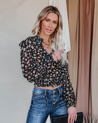 Gavin Floral Swiss Dot Crop Blouse Ins Street