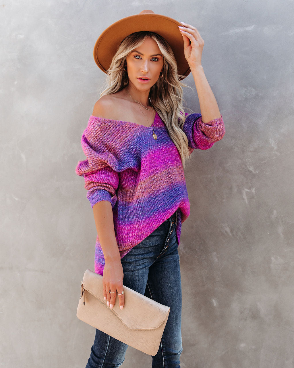 Generous Heart Ombre Knit Sweater Ins Street