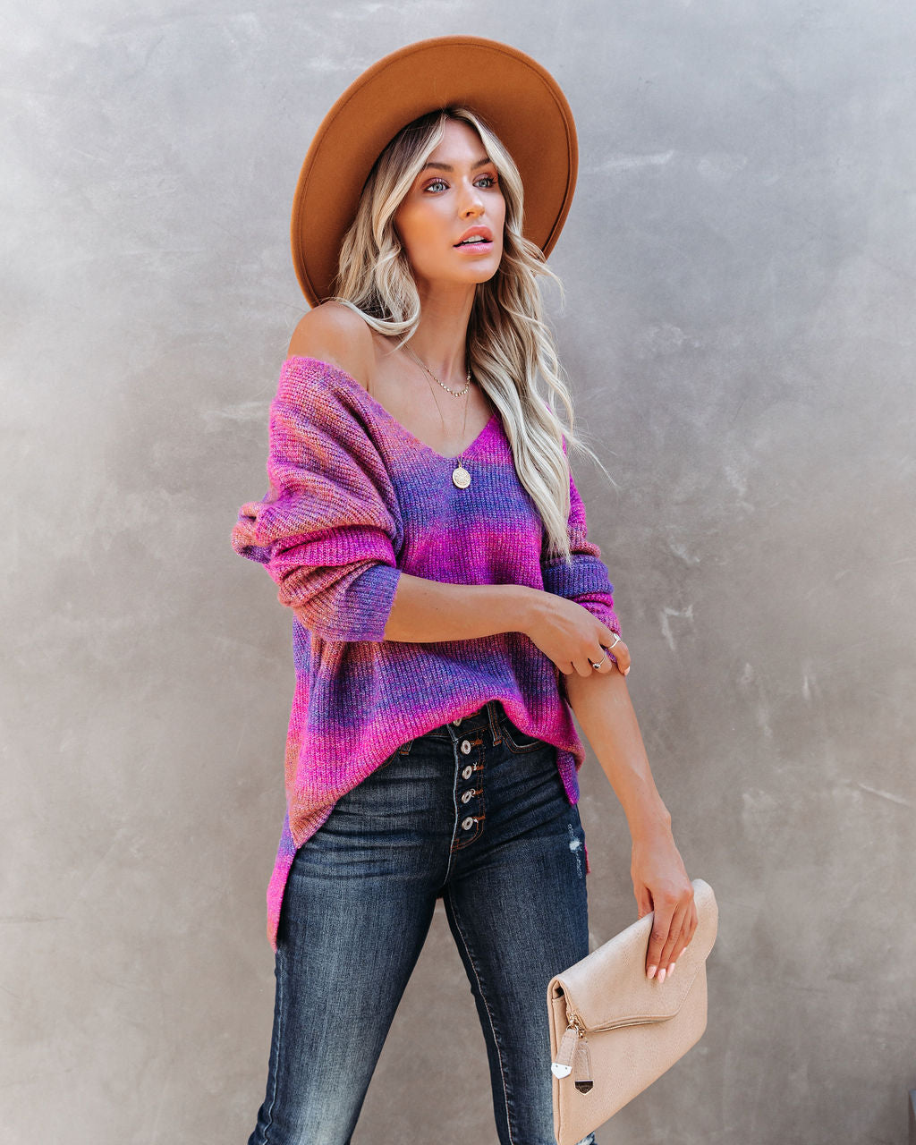 Generous Heart Ombre Knit Sweater Ins Street