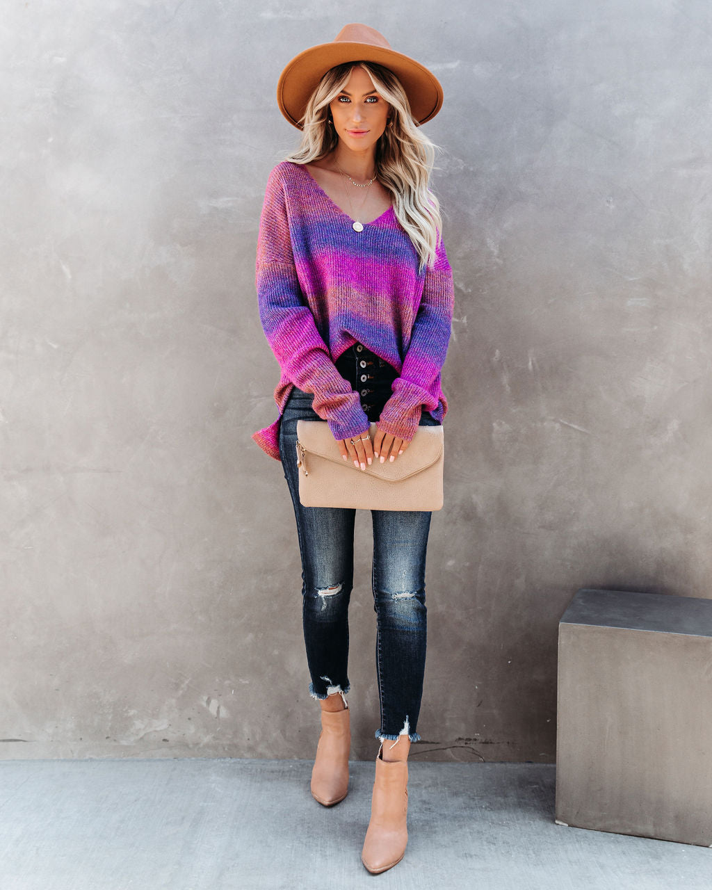 Generous Heart Ombre Knit Sweater Ins Street