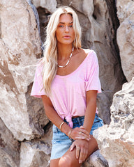 Get Goin' Scoop Neck Pocket Tee - Candy Pink Ins Street