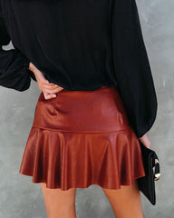 Clueless Faux Leather Mini Skort - Caramel DO+B-001