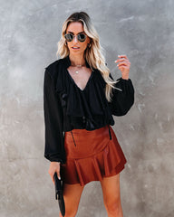 Clueless Faux Leather Mini Skort - Caramel DO+B-001