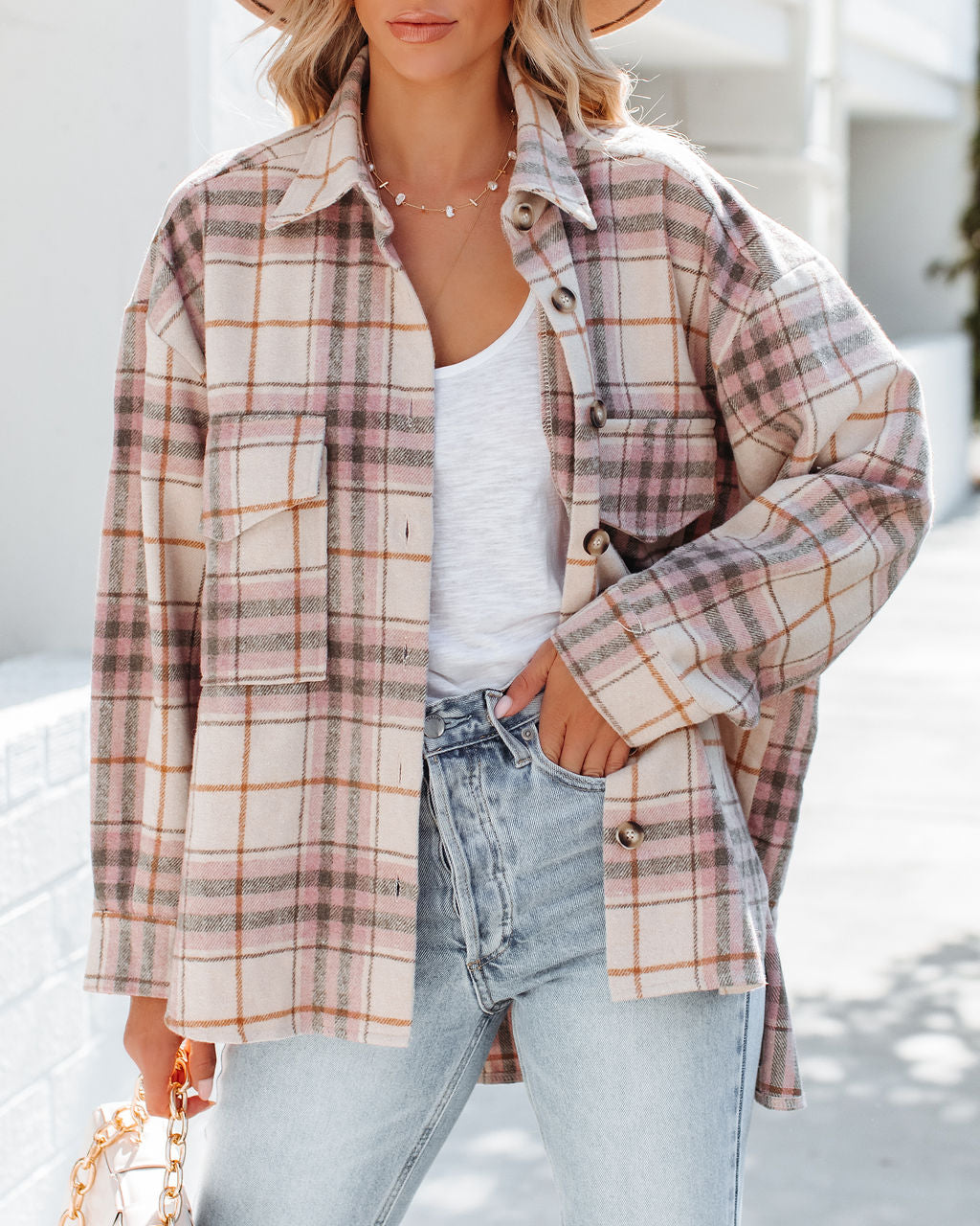 Gilroy Button Down Plaid Shacket Ins Street