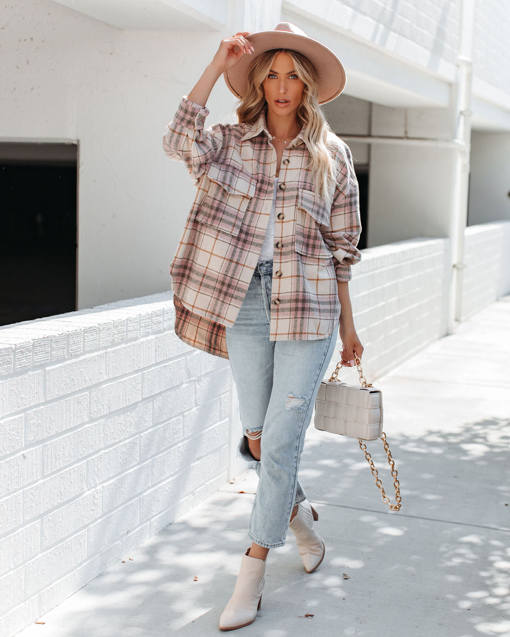 Gilroy Button Down Plaid Shacket Ins Street