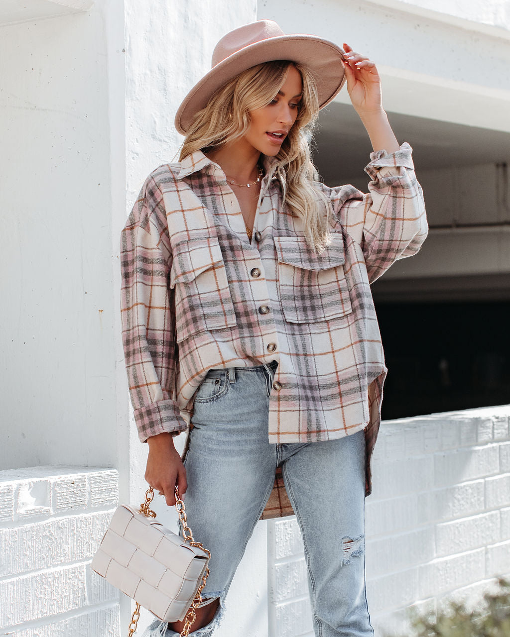 Gilroy Button Down Plaid Shacket Ins Street