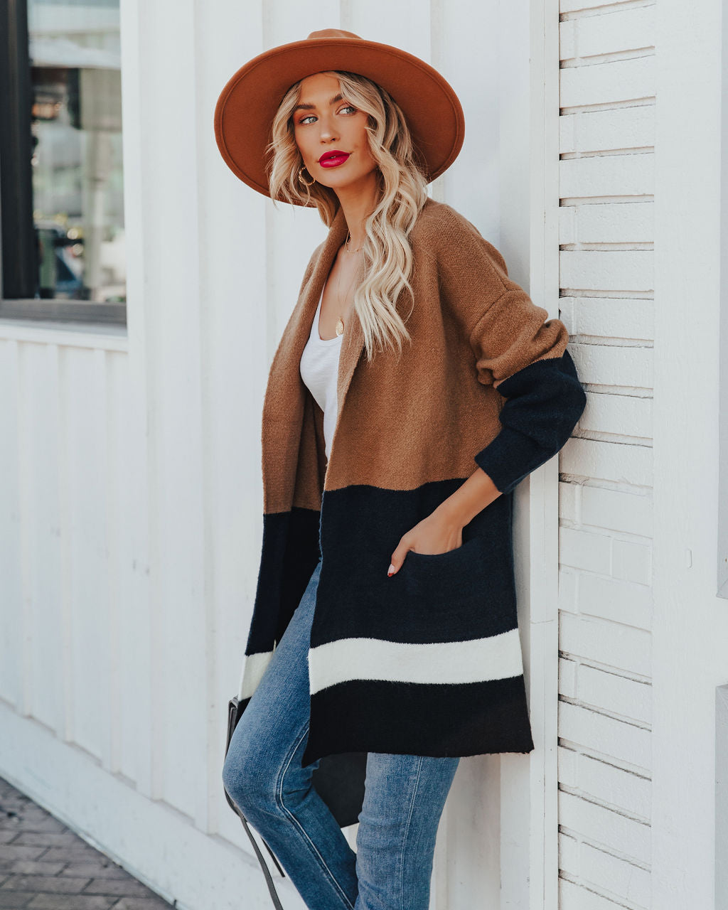 Gingerbread Latte Pocketed Cardigan Ins Street