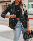Giovana Pocketed Tweed Blazer - Black Ins Street