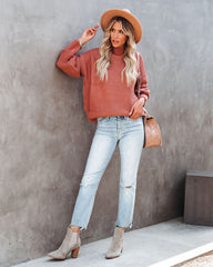 Glacier Mock Neck Knit Sweater - Copper Ins Street