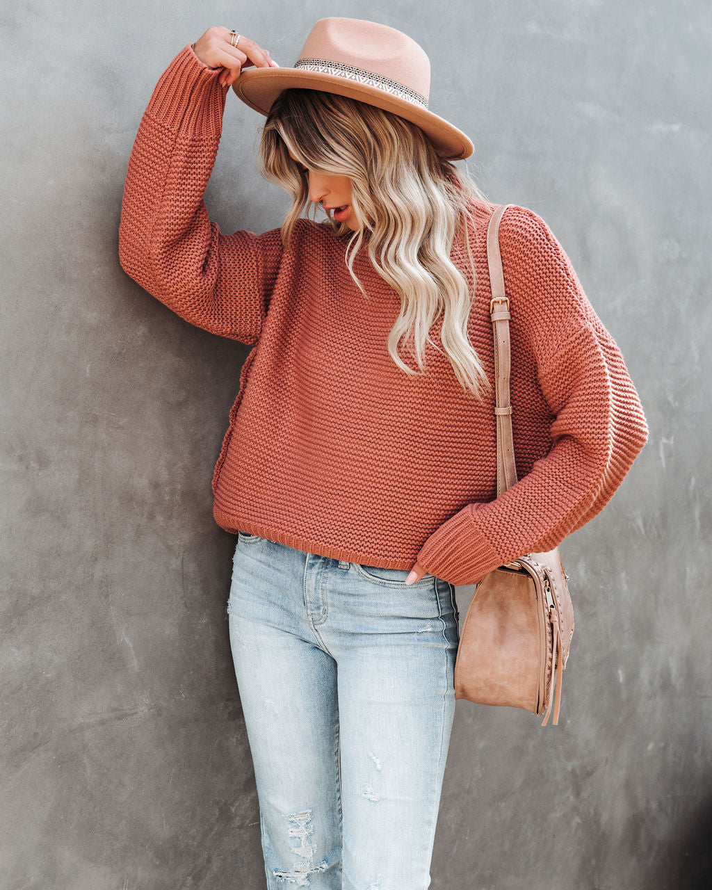 Glacier Mock Neck Knit Sweater - Copper Ins Street