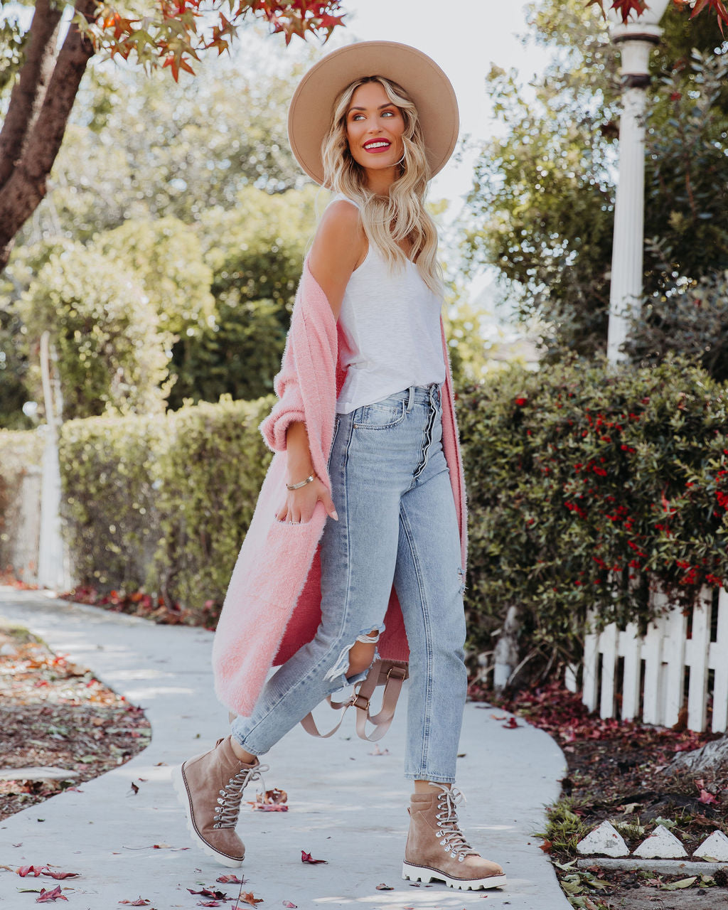 Glorious Pocketed Fuzzy Knit Cardigan - Mauve Ins Street