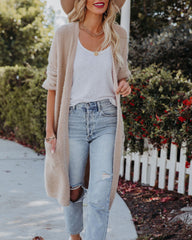 Glorious Pocketed Fuzzy Knit Cardigan - Taupe Ins Street