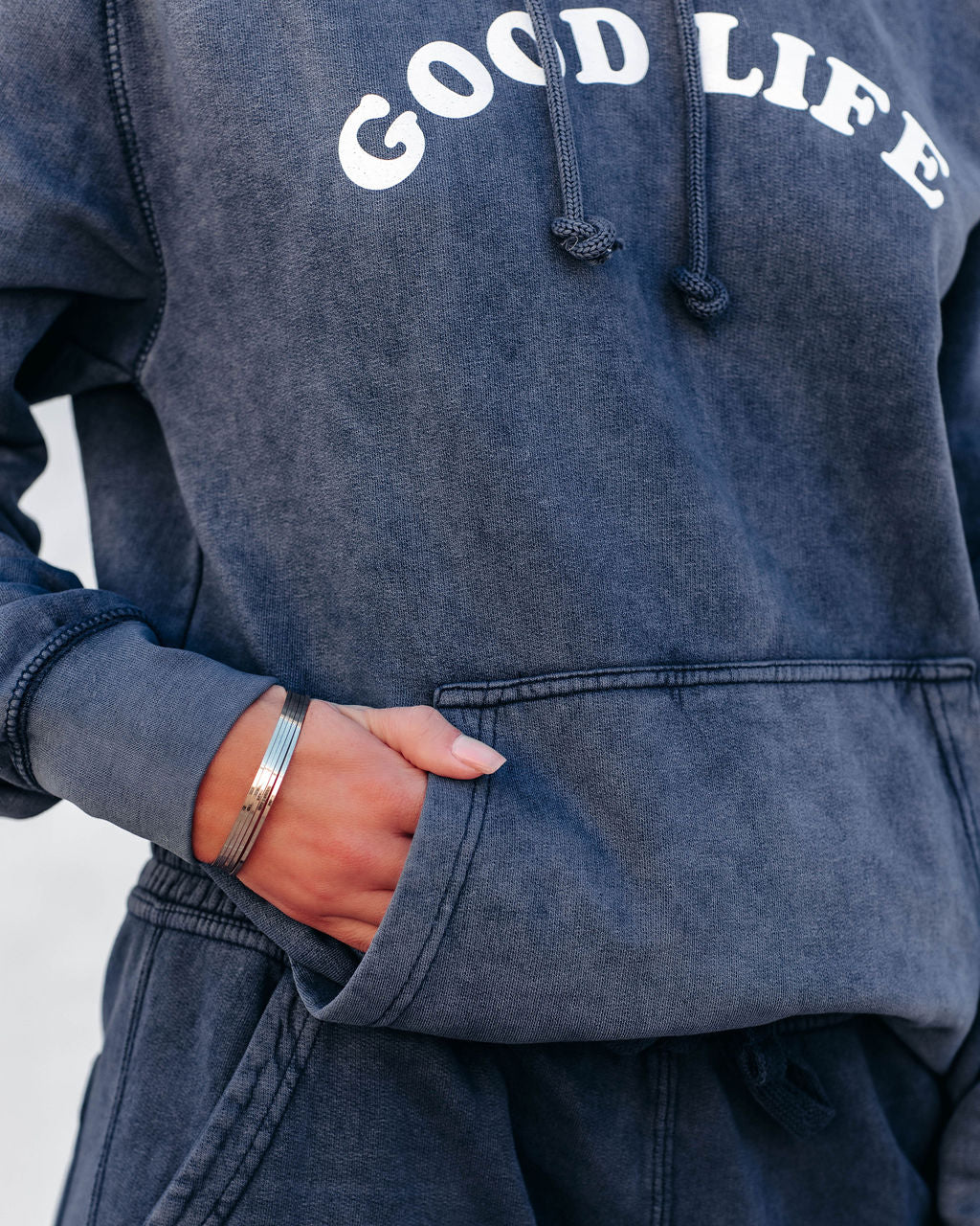 Good Life Cotton Pocketed Hoodie - Navy Ins Street