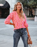 Good Mood Button Front Crop Knit Cardigan - Pink Multi Ins Street