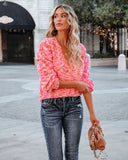 Good Mood Button Front Crop Knit Cardigan - Pink Multi Ins Street