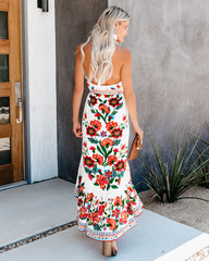 Granada Floral High Low Halter Dress Ins Street