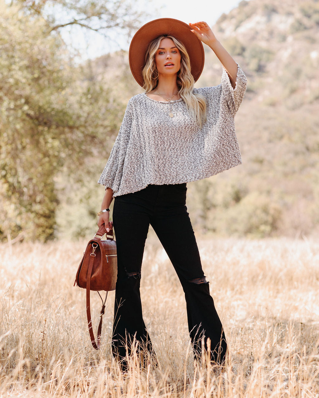 Gray Cotton Blend Crop Knit Sweater Ins Street