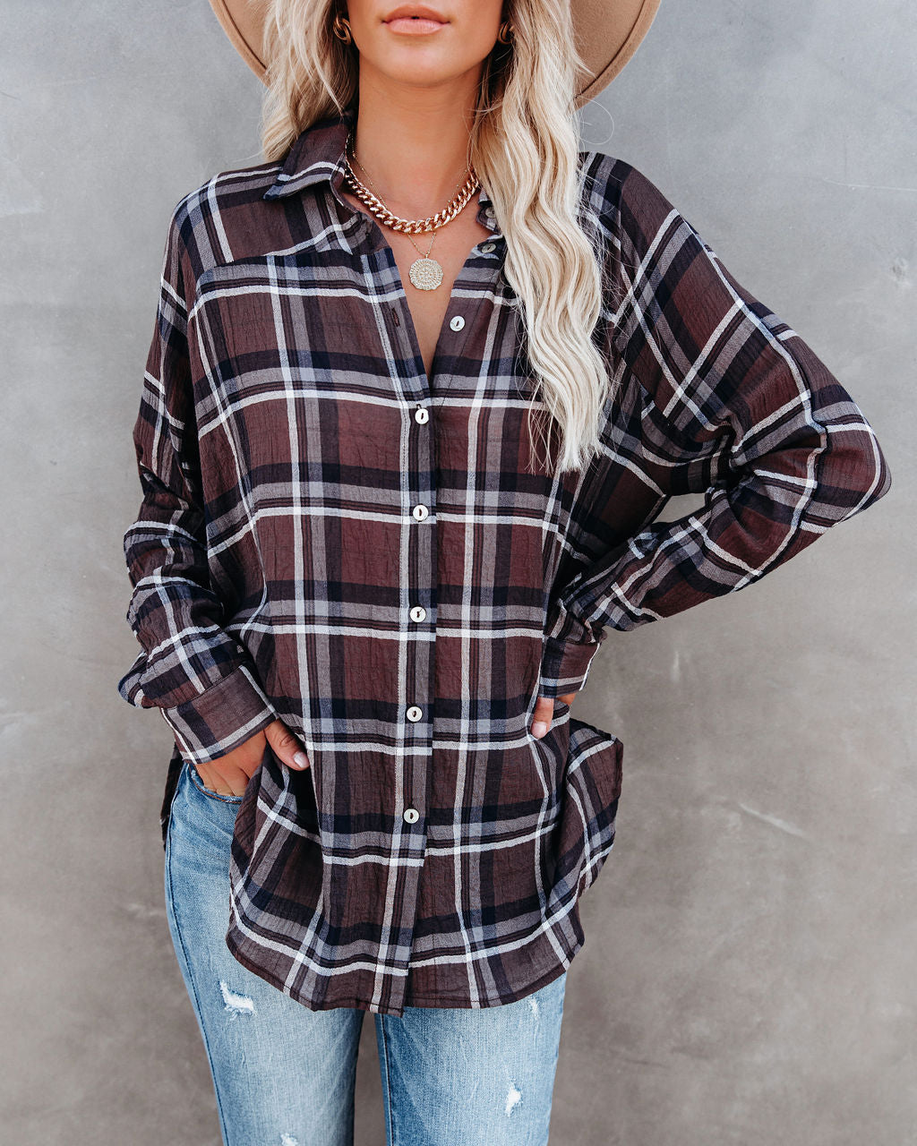 Grizzly Peak Cotton Plaid Button Down Top Ins Street