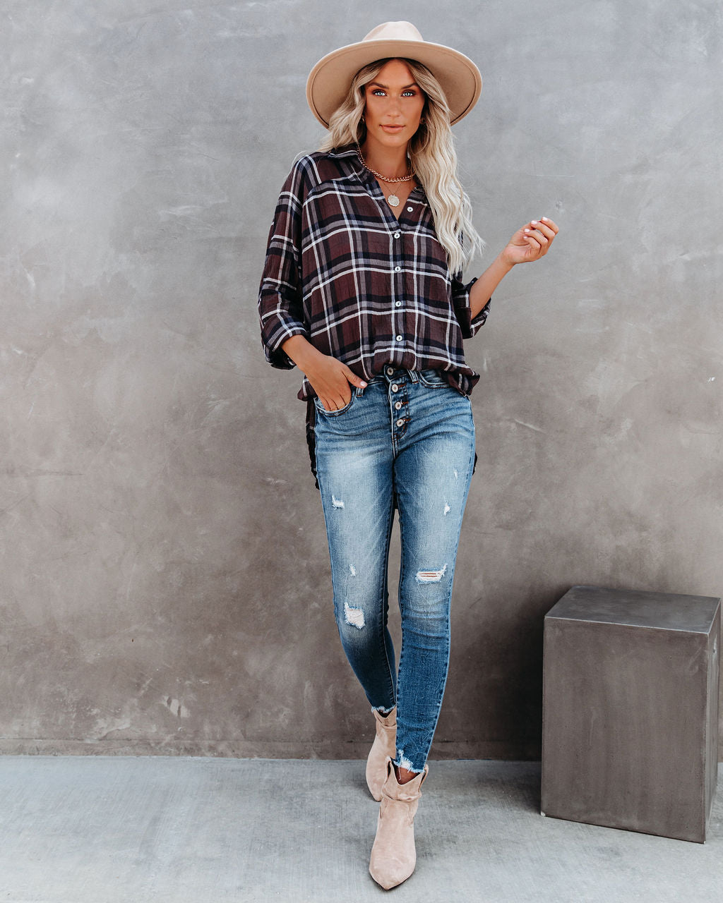 Grizzly Peak Cotton Plaid Button Down Top Ins Street