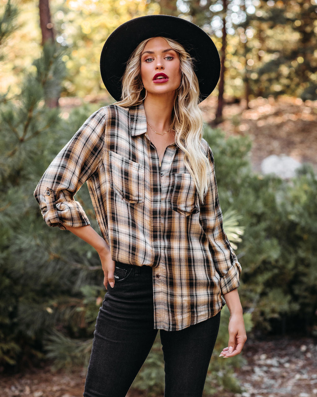 Hadid Plaid Button Down Top Ins Street