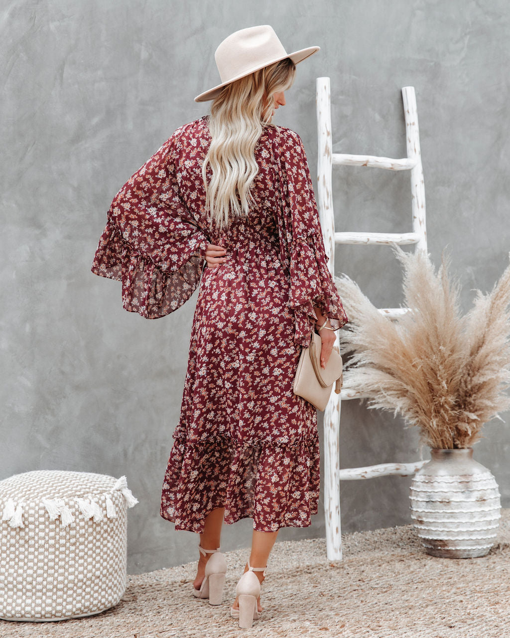 Hailey Floral High Low Midi Dress Ins Street