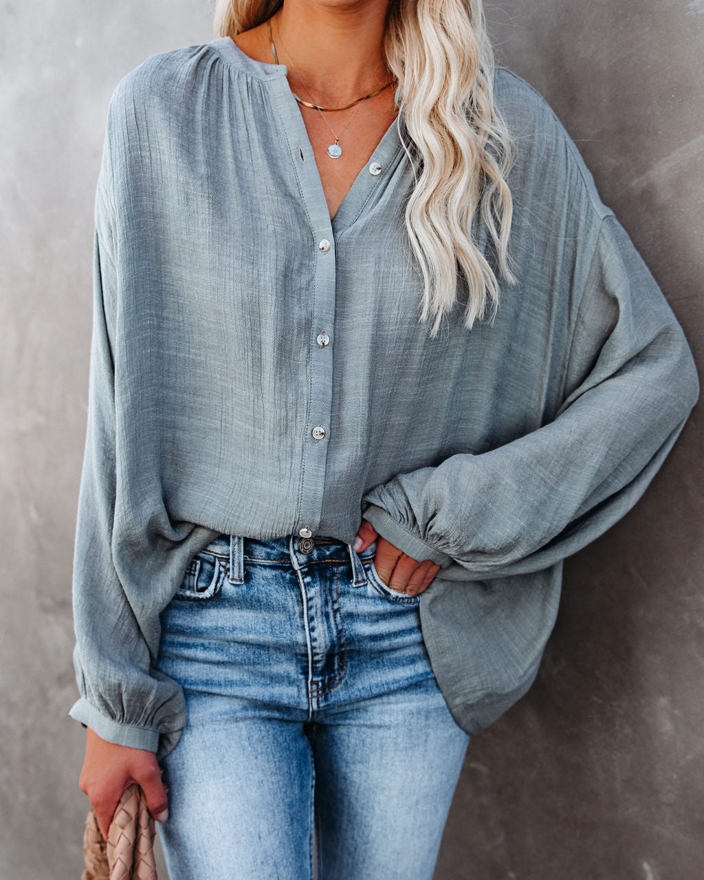 Hand In Hand Button Down Top - Sage Dust Ins Street