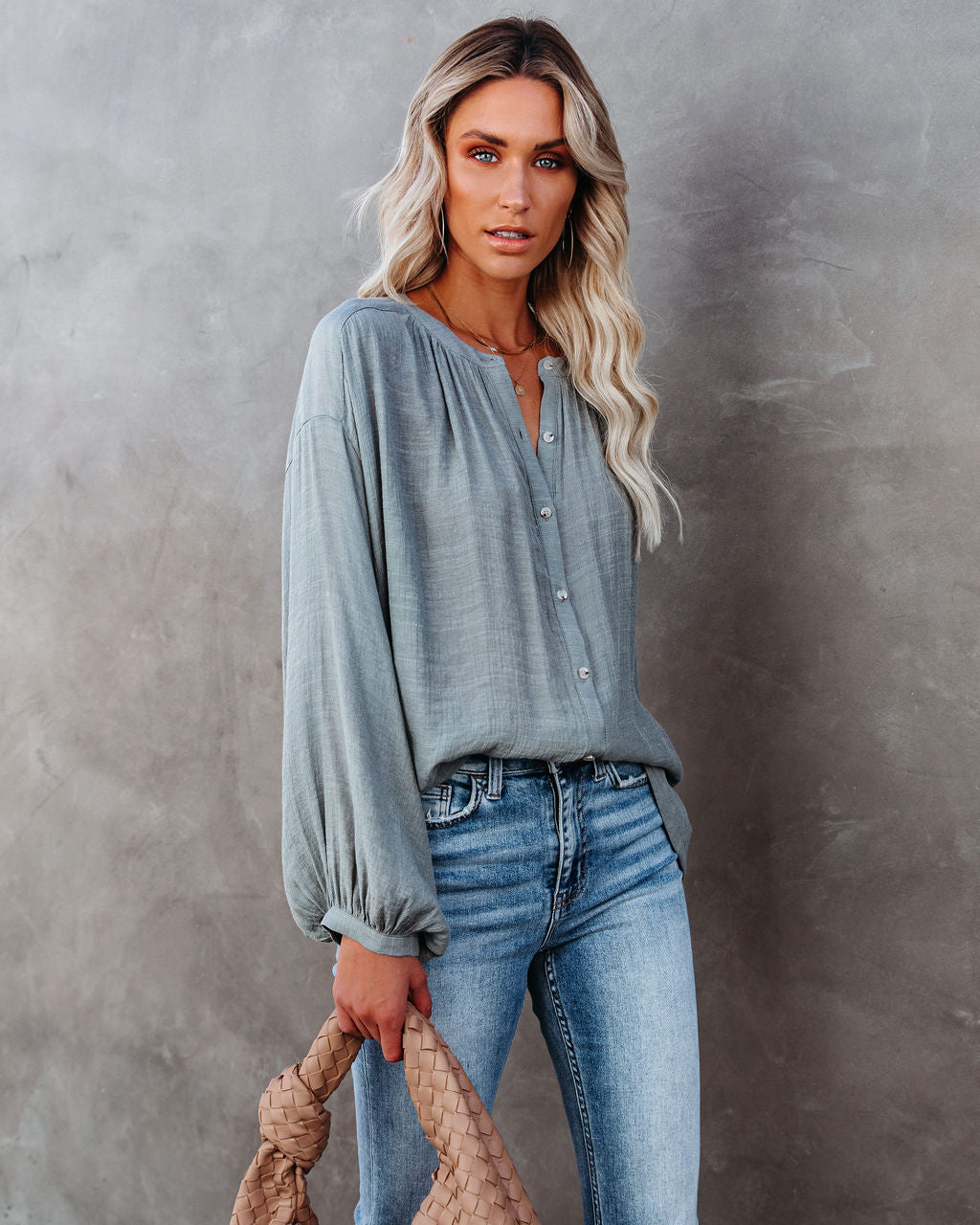 Hand In Hand Button Down Top - Sage Dust Ins Street