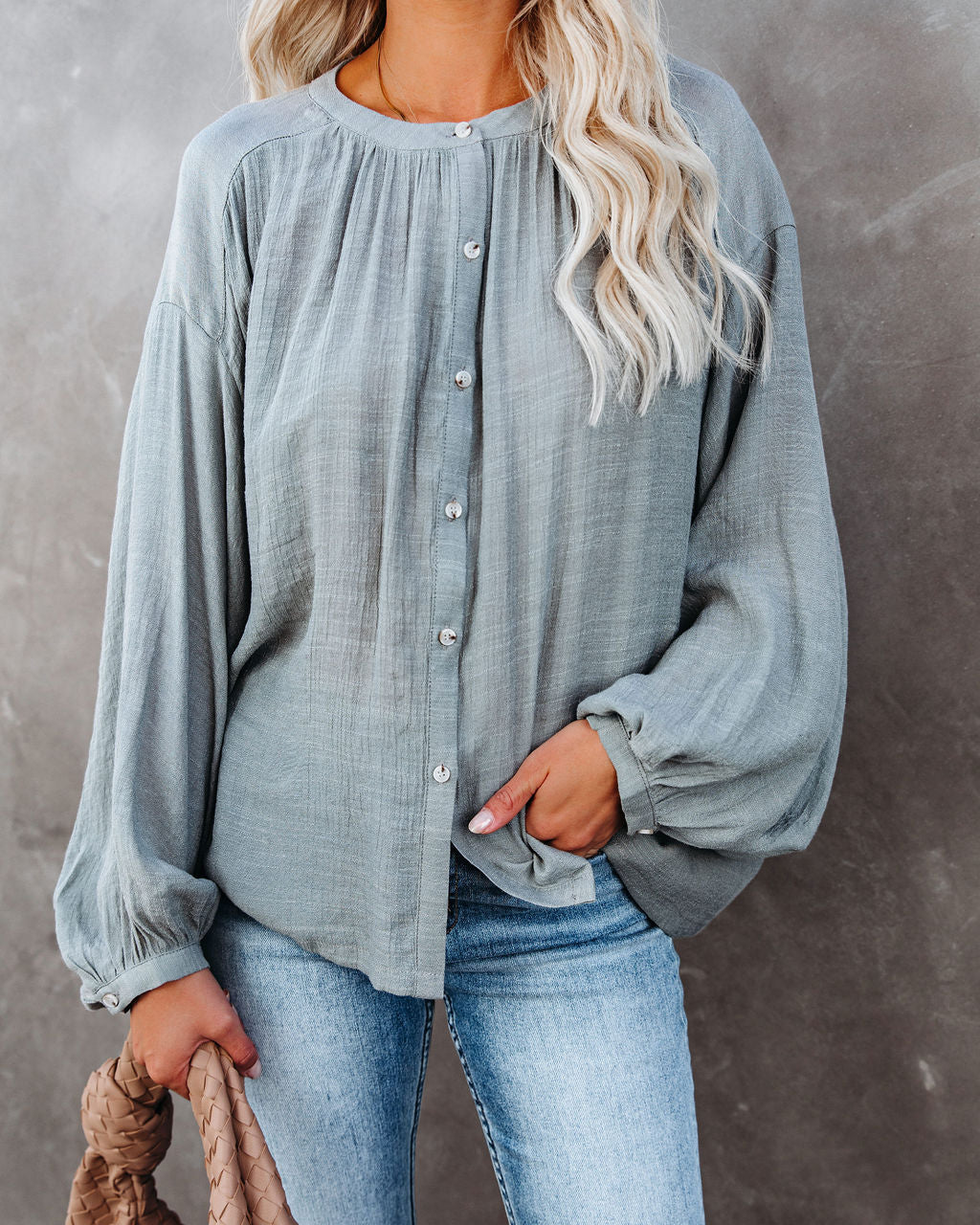 Hand In Hand Button Down Top - Sage Dust Ins Street